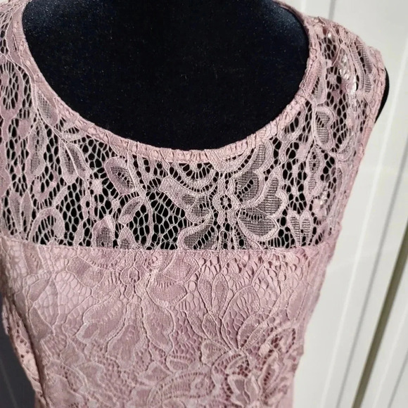 Enfocus Studio Mauve Pink Stretch Lace Dress Size 12 - Picture 10 of 12